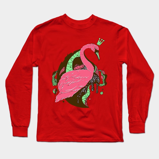 Pink Mint Swan Queen Long Sleeve T-Shirt by kenallouis